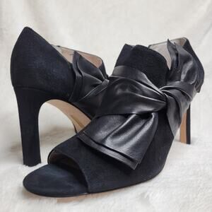 Louis et Cie Idola Suede Leather Bow Peep Toe High Heeled Gold Zip Bootie✨️8.5